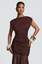 Talia Maxi Dress - Plum Brown