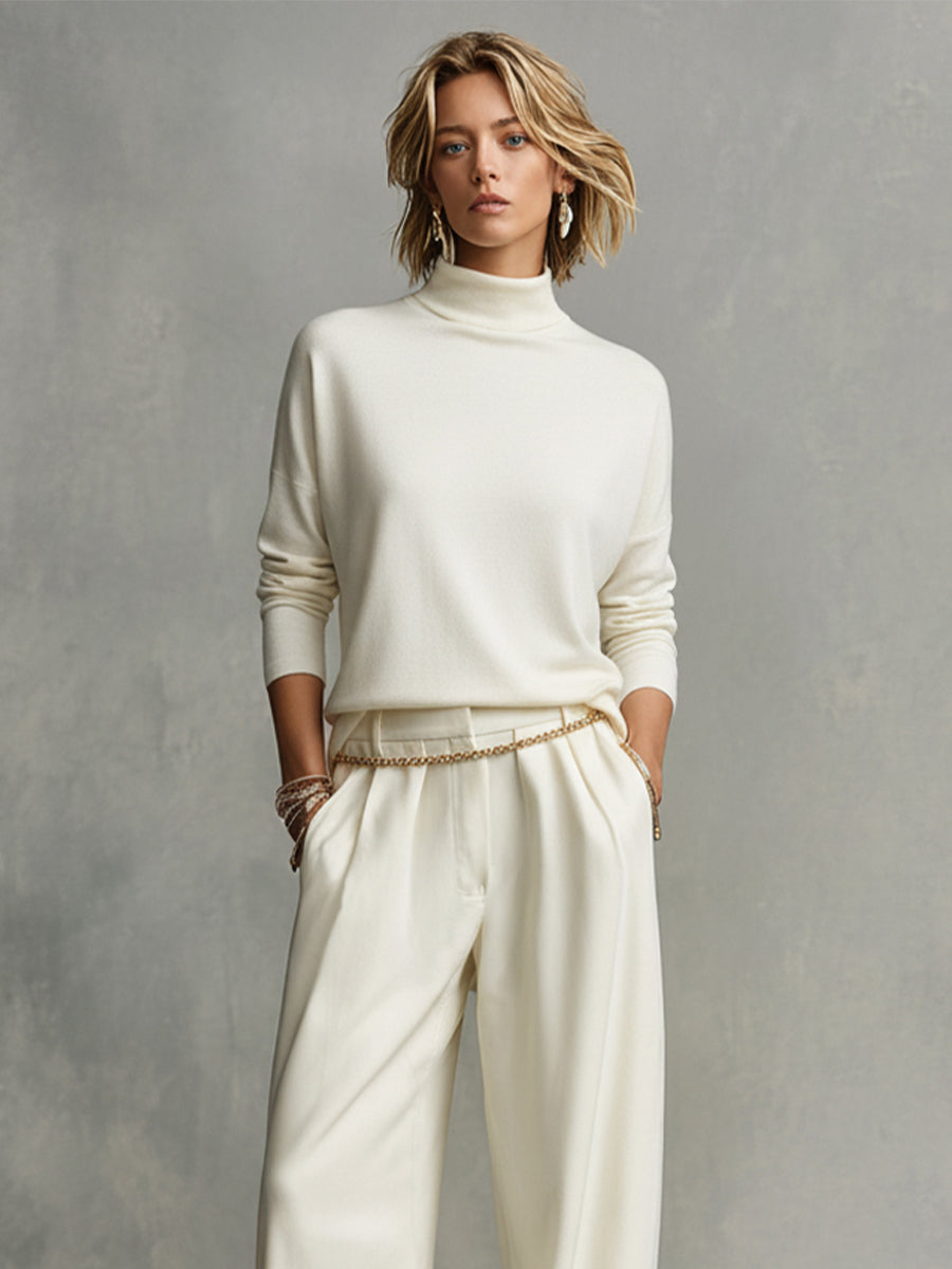Ivory Oversized Knit Turtleneck