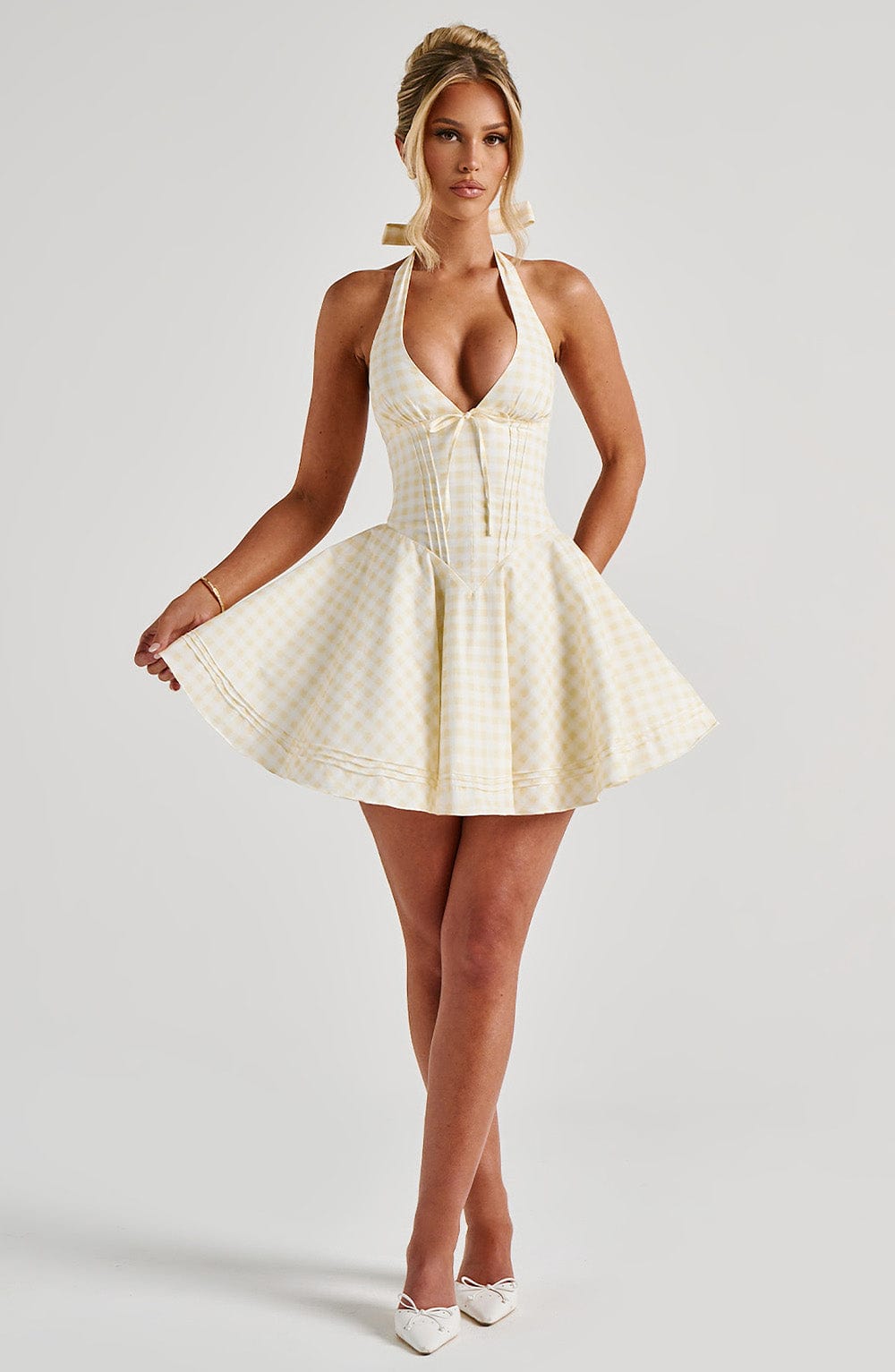 Freya Mini Dress - Lemon Gingham