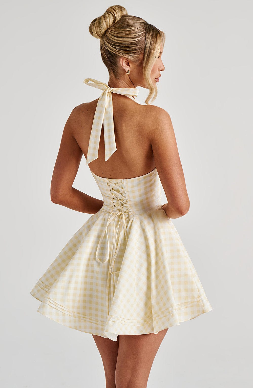 Freya Mini Dress - Lemon Gingham