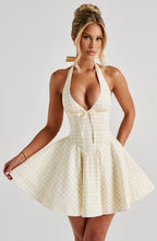 Freya Mini Dress - Lemon Gingham