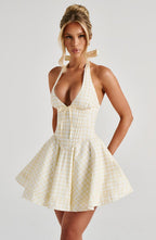 Freya Mini Dress - Lemon Gingham