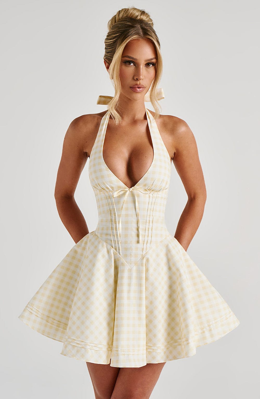 Freya Mini Dress - Lemon Gingham