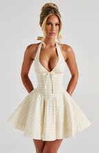 Freya Mini Dress - Lemon Gingham