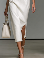 Embroidered V-Neck Short-Sleeve Midi Dress
