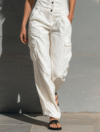 Single-Breasted Sleeveless Cotton Jumpsuit