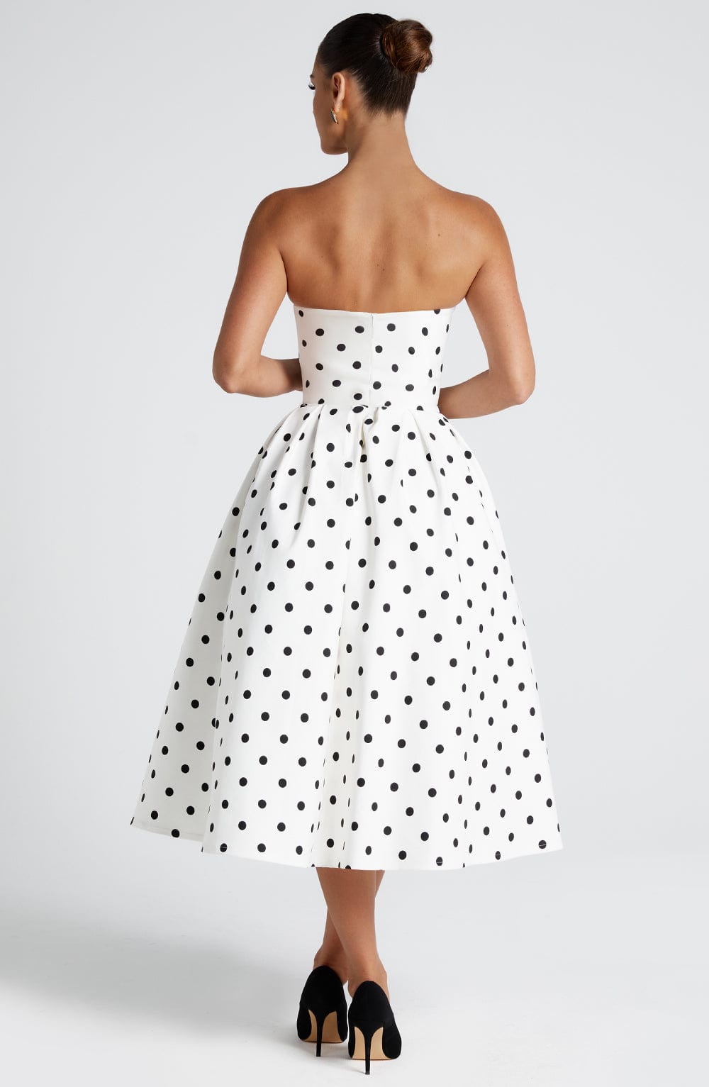 Gemma Midi Dress - Black Polka Dot Print