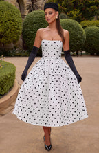 Gemma Midi Dress - Black Polka Dot Print