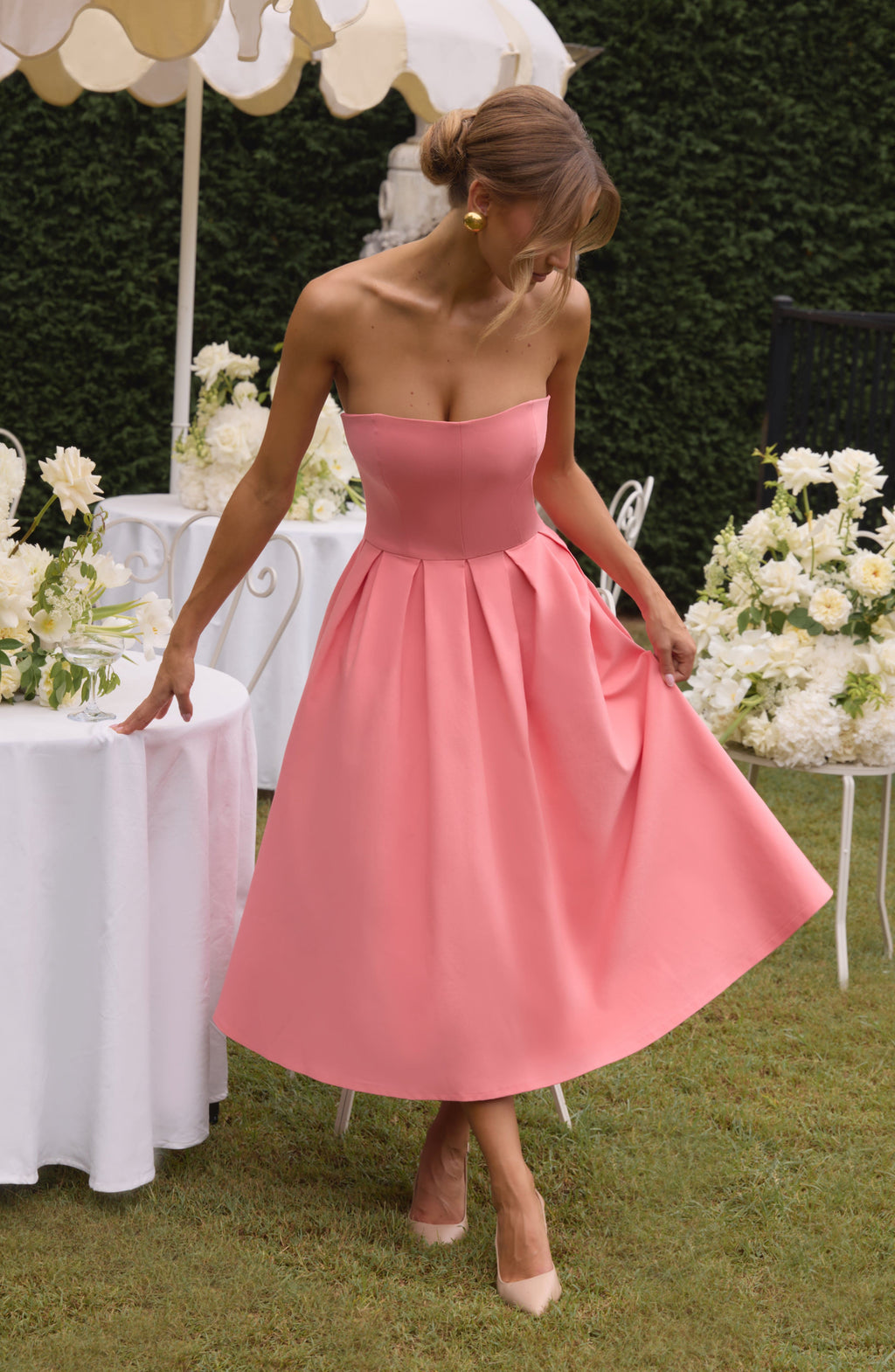 Gemma Midi Dress - Coral Pink
