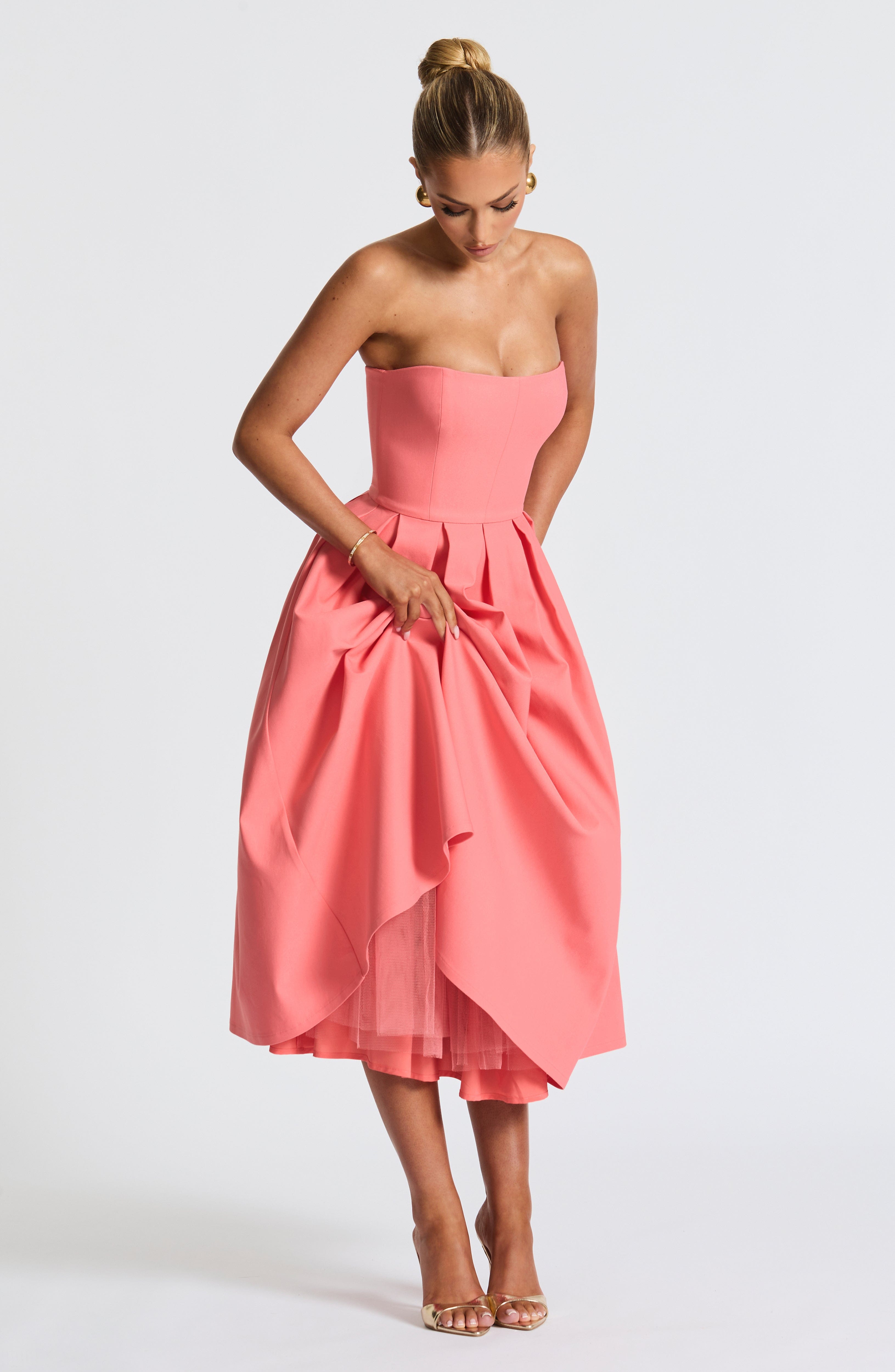 Gemma Midi Dress - Coral Pink