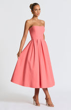 Gemma Midi Dress - Coral Pink