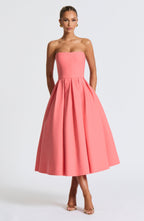 Gemma Midi Dress - Coral Pink