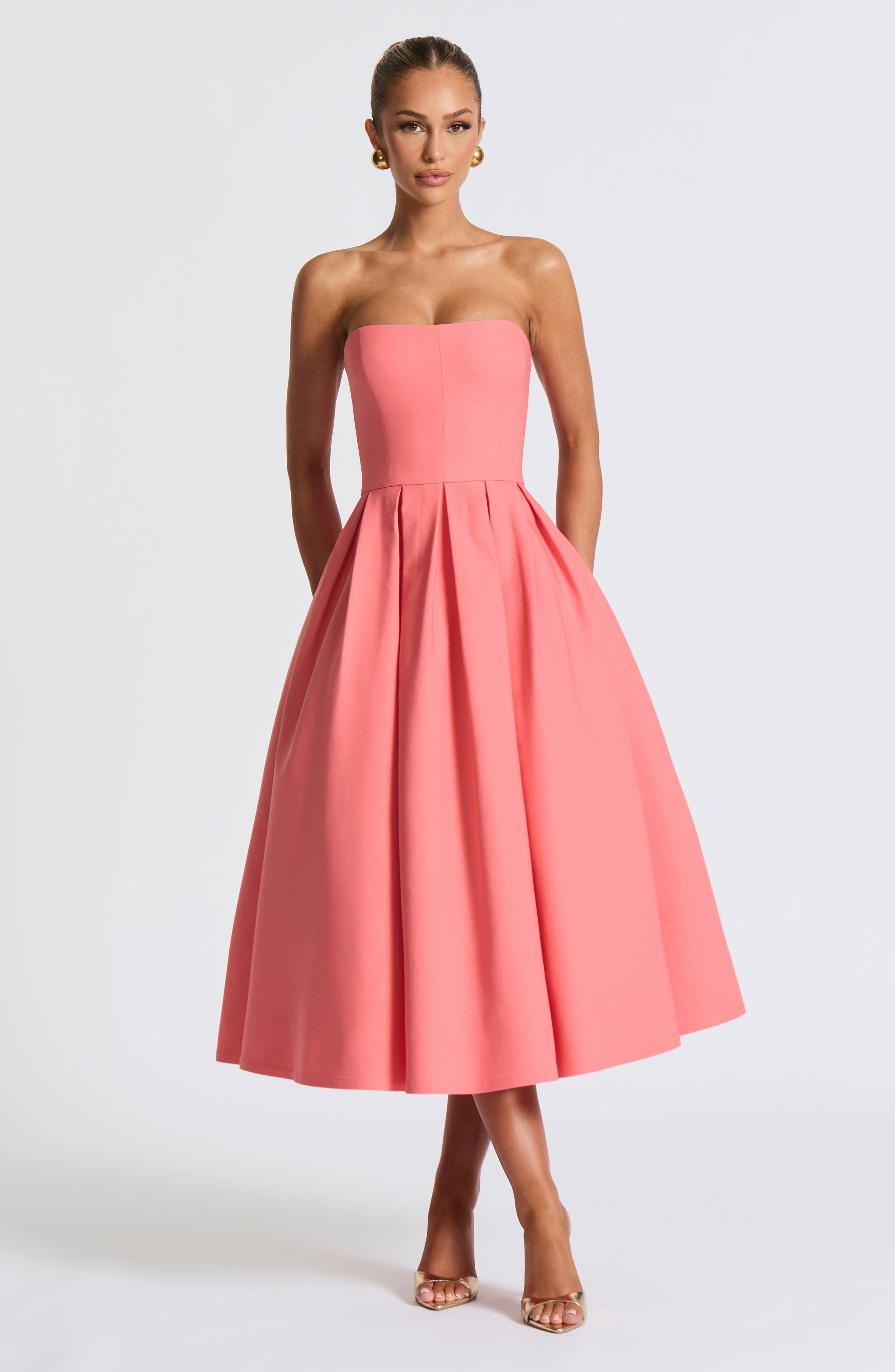 Gemma Midi Dress - Coral Pink