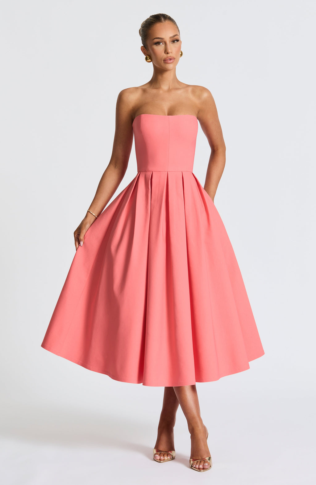 Gemma Midi Dress - Coral Pink