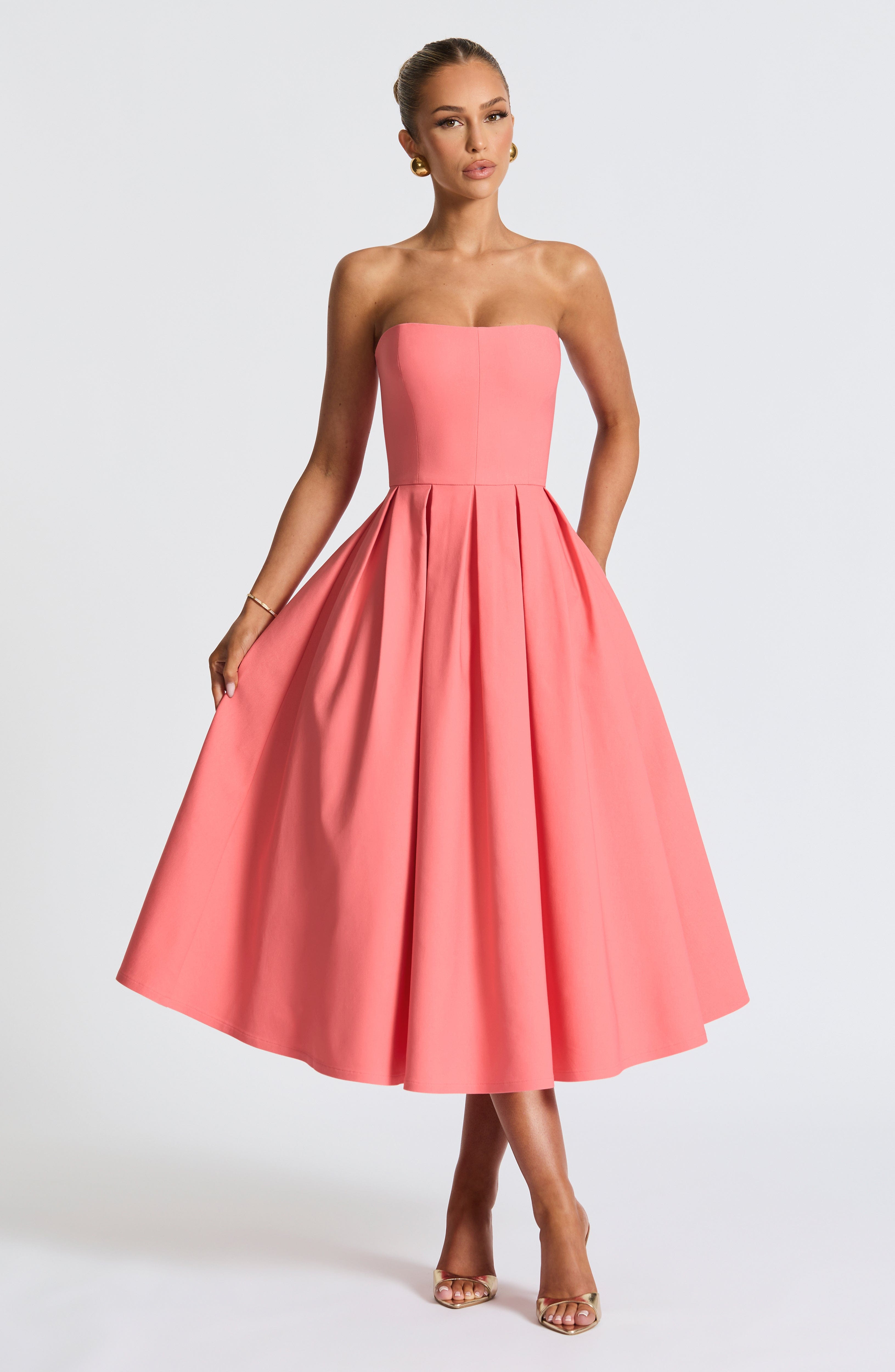 Gemma Midi Dress - Coral Pink