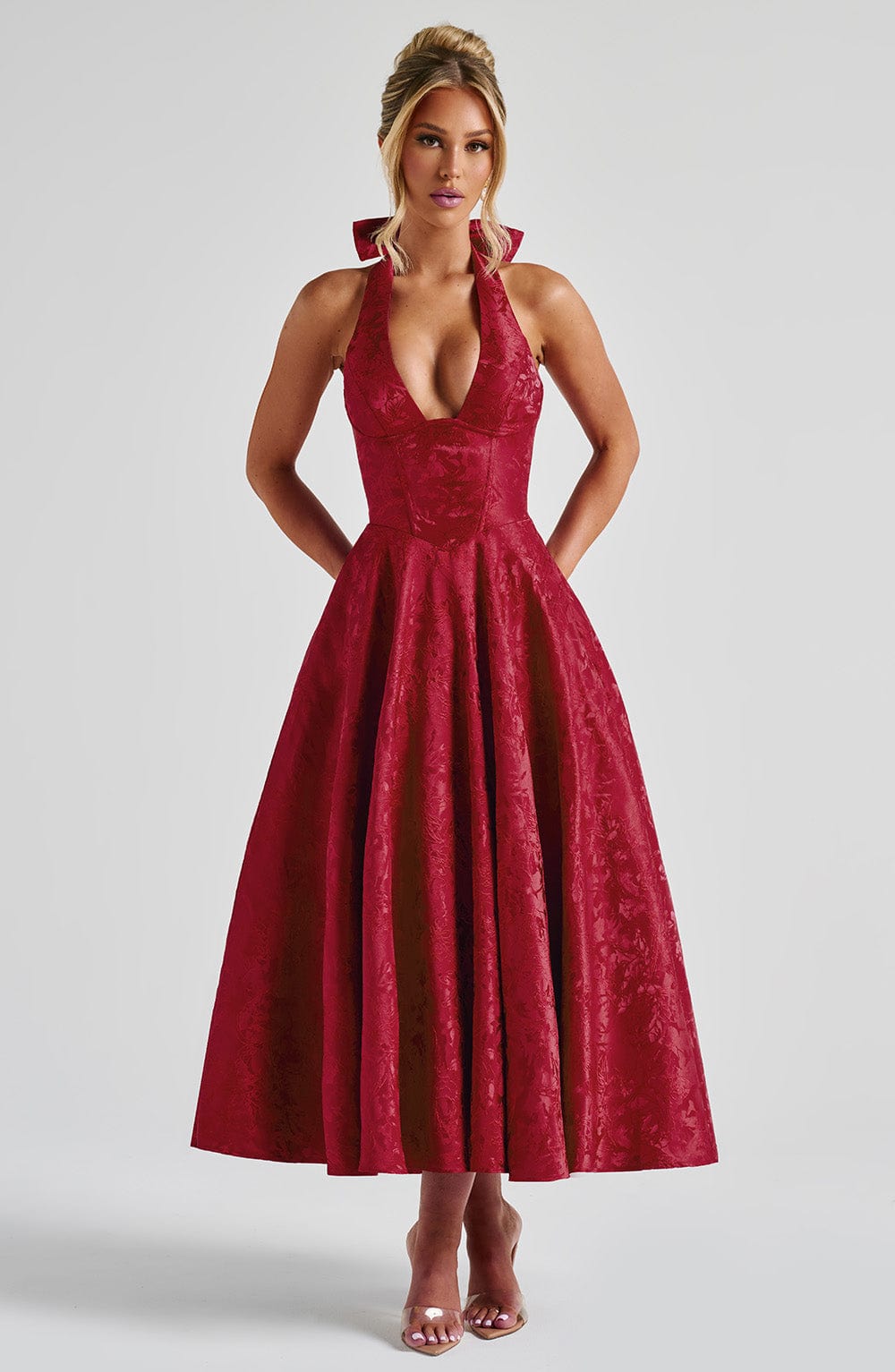 Amber Midi Dress - Red