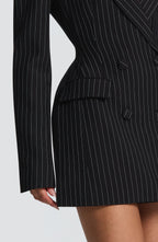 Lauren Mini Dress - Black Pinstripe