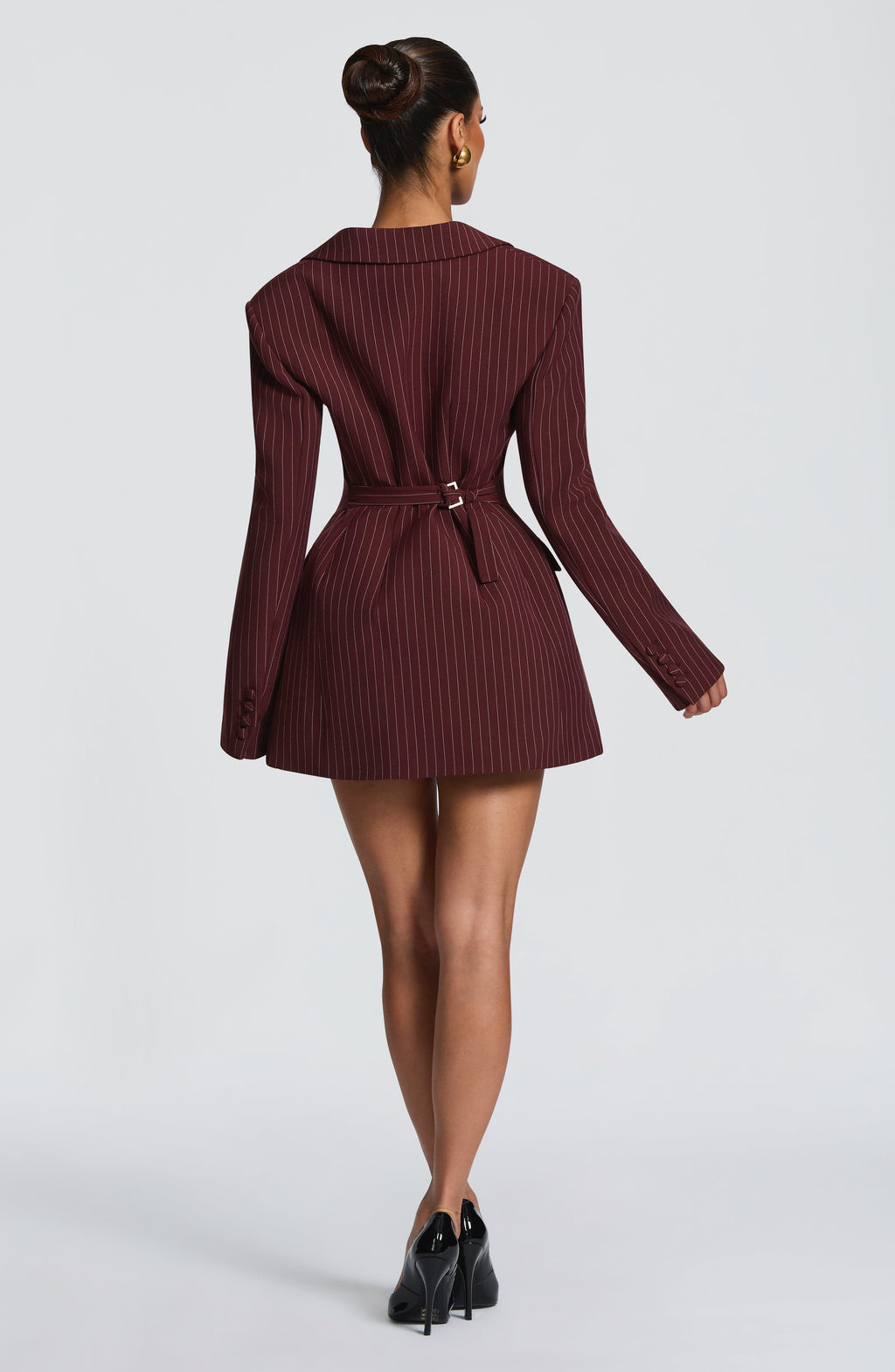 Lauren Mini Dress - Burgundy Pinstripe