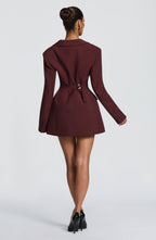 Lauren Mini Dress - Burgundy Pinstripe