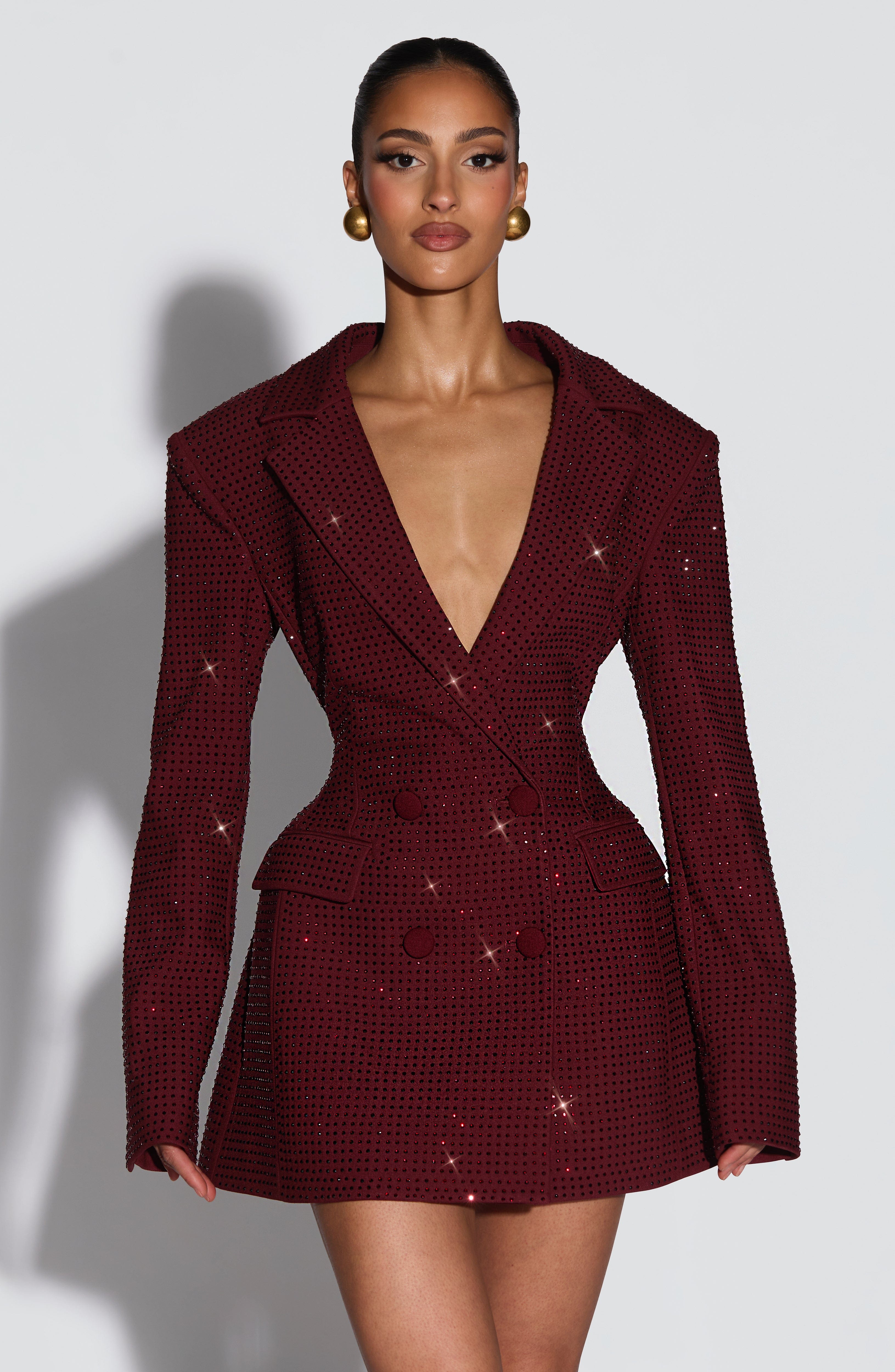 Lauren Mini Dress - Burgundy Sparkle