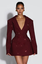 Lauren Mini Dress - Burgundy Sparkle