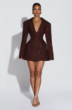 Lauren Mini Dress - Plum Brown Sparkle