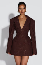 Lauren Mini Dress - Plum Brown Sparkle