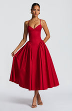 Sophie Midi Dress - Red