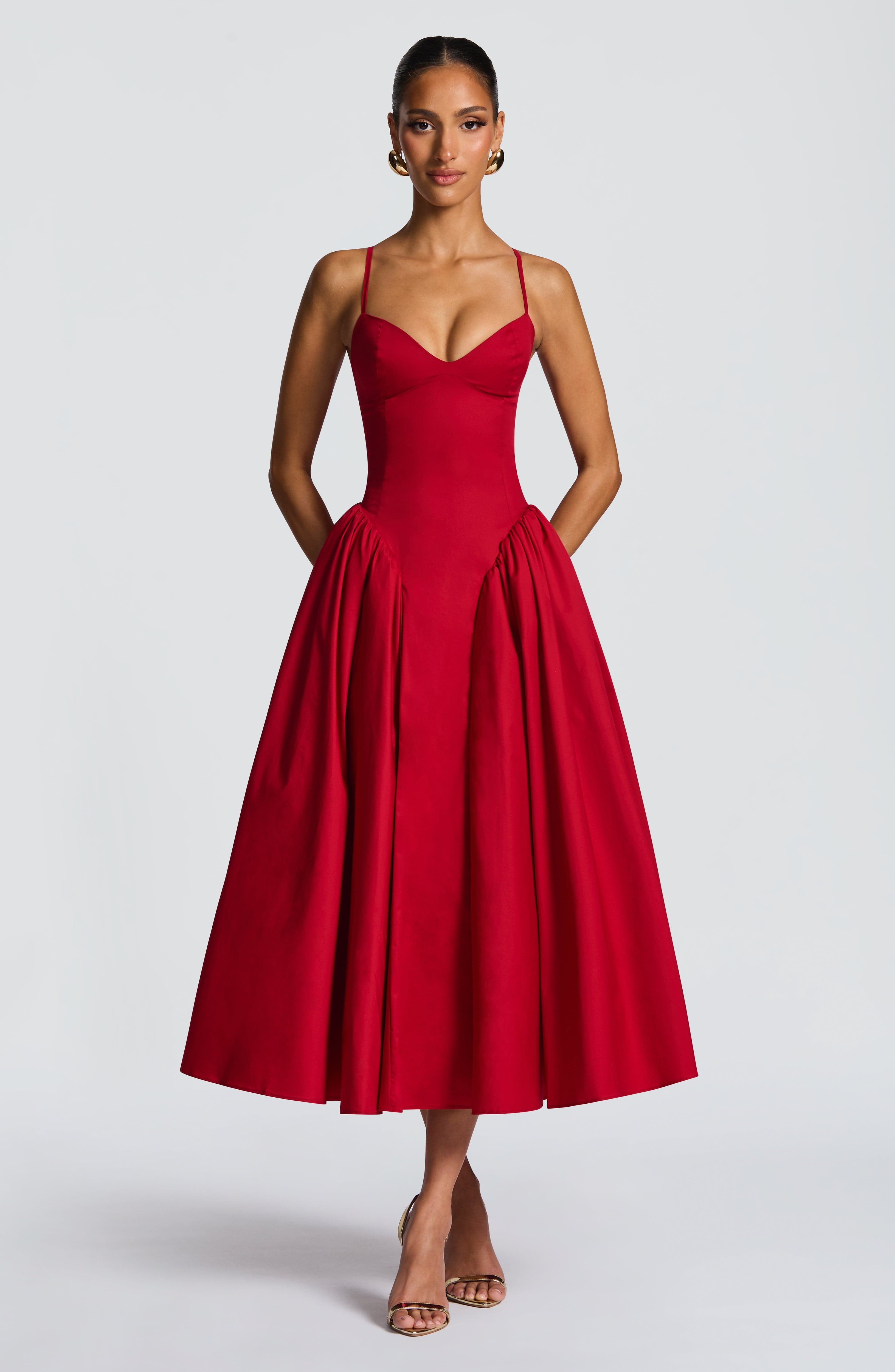 Sophie Midi Dress - Red
