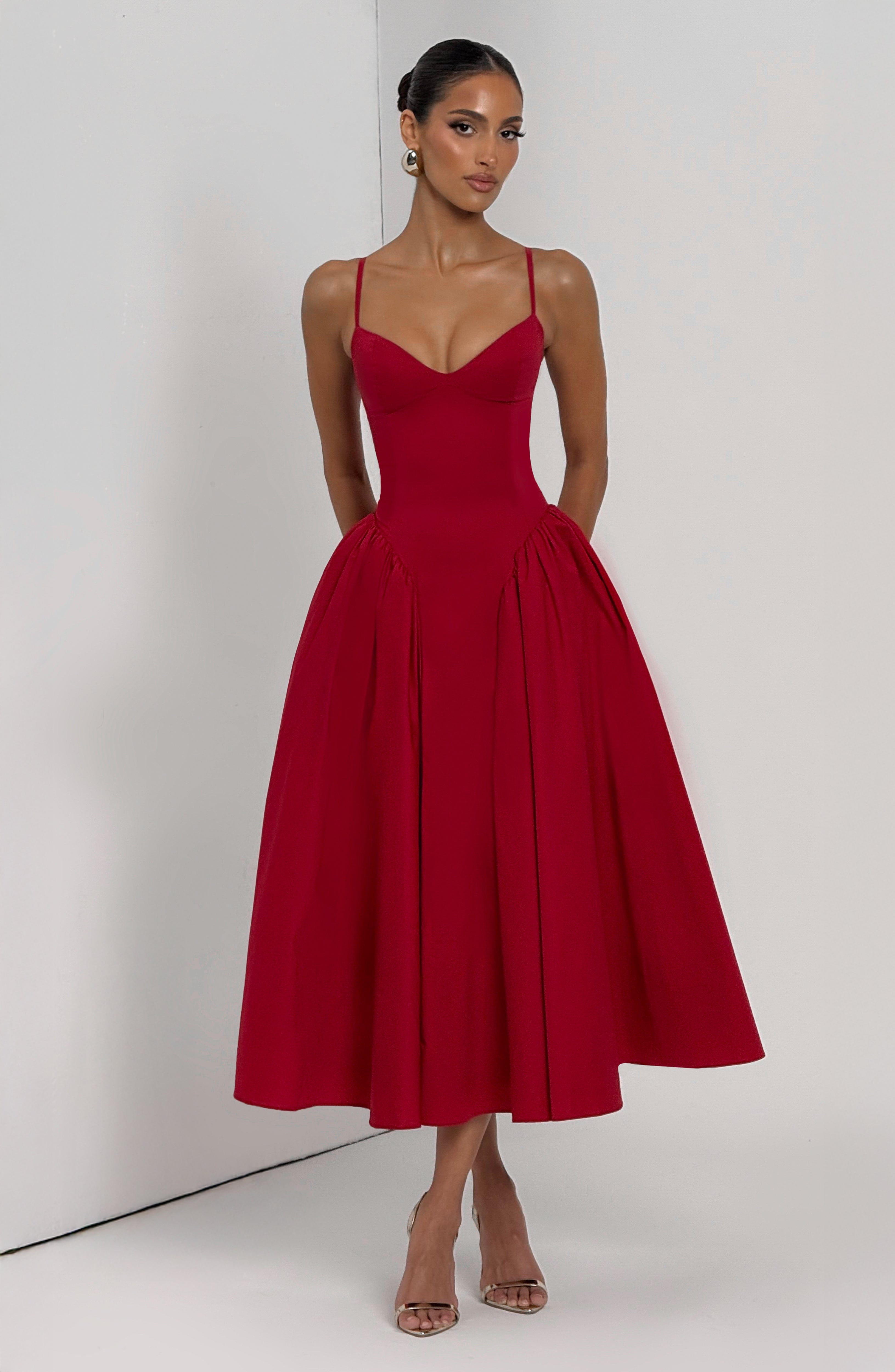 Sophie Midi Dress - Red