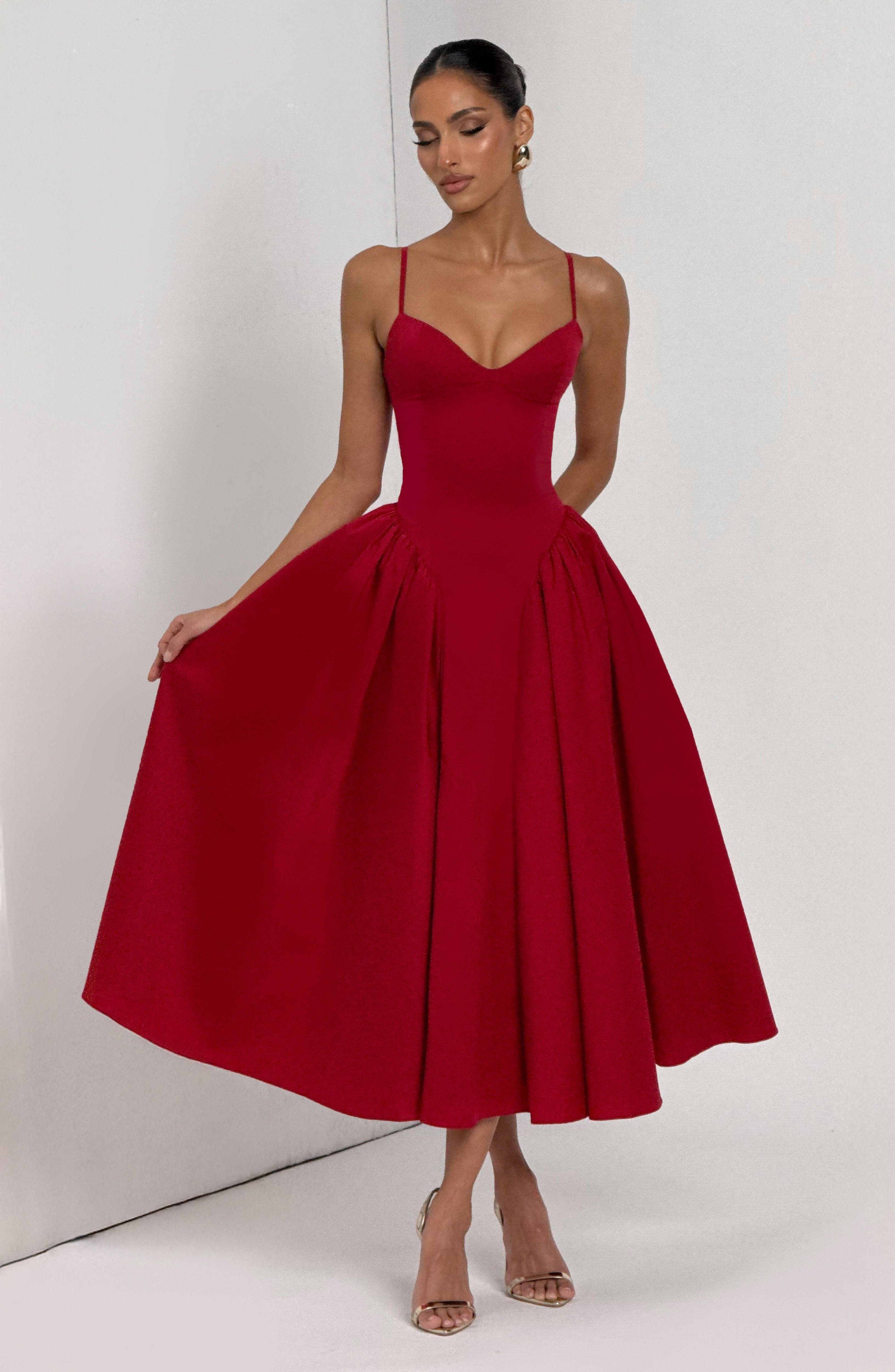 Sophie Midi Dress - Red