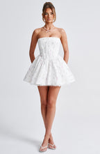 Lisa Mini Dress - White Multi Floral Print