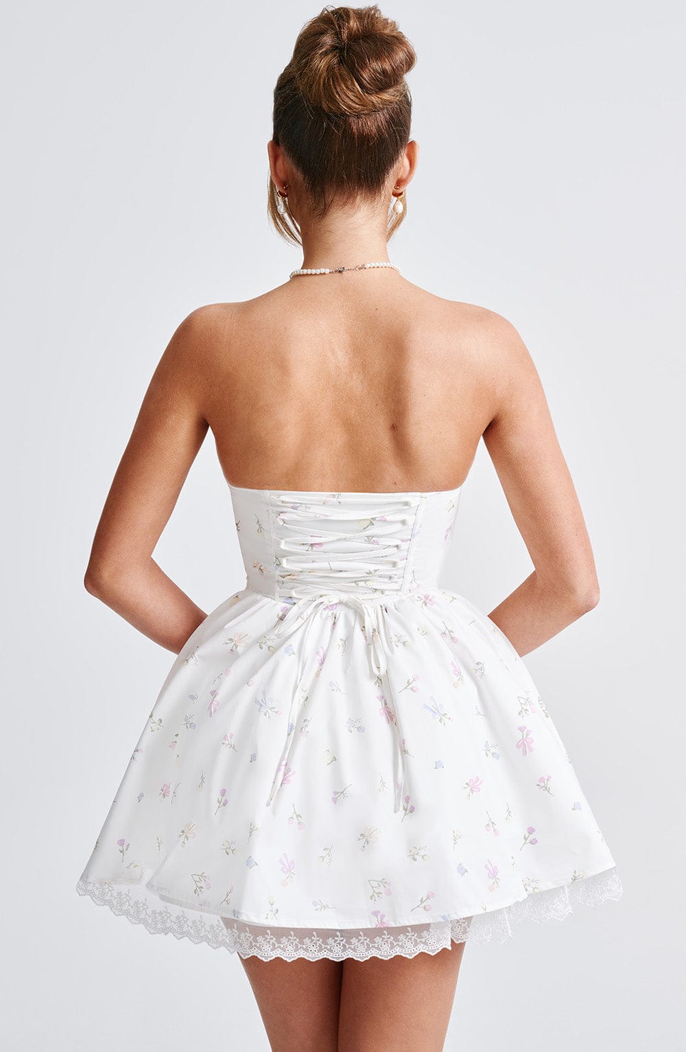 Lisa Mini Dress - White Multi Floral Print