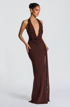 Zora Maxi Dress - Plum Brown