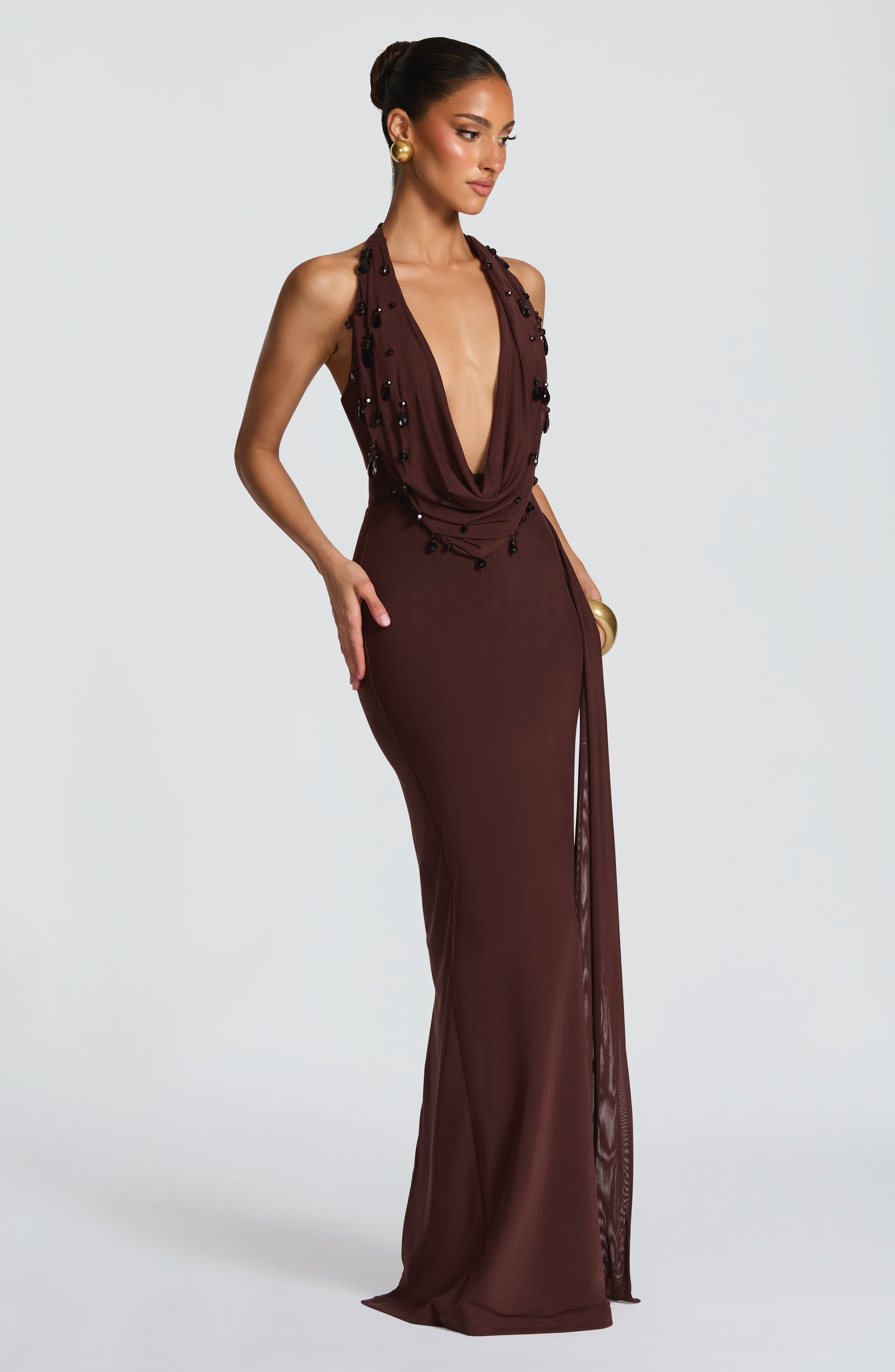 Zora Maxi Dress - Plum Brown