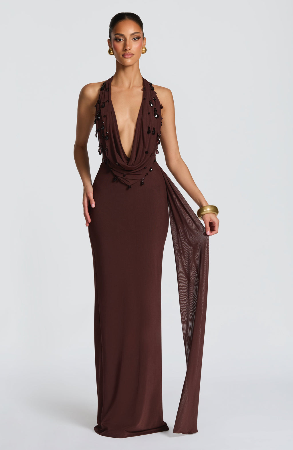 Zora Maxi Dress - Plum Brown