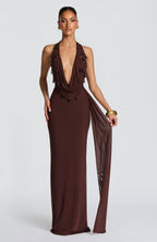 Zora Maxi Dress - Plum Brown