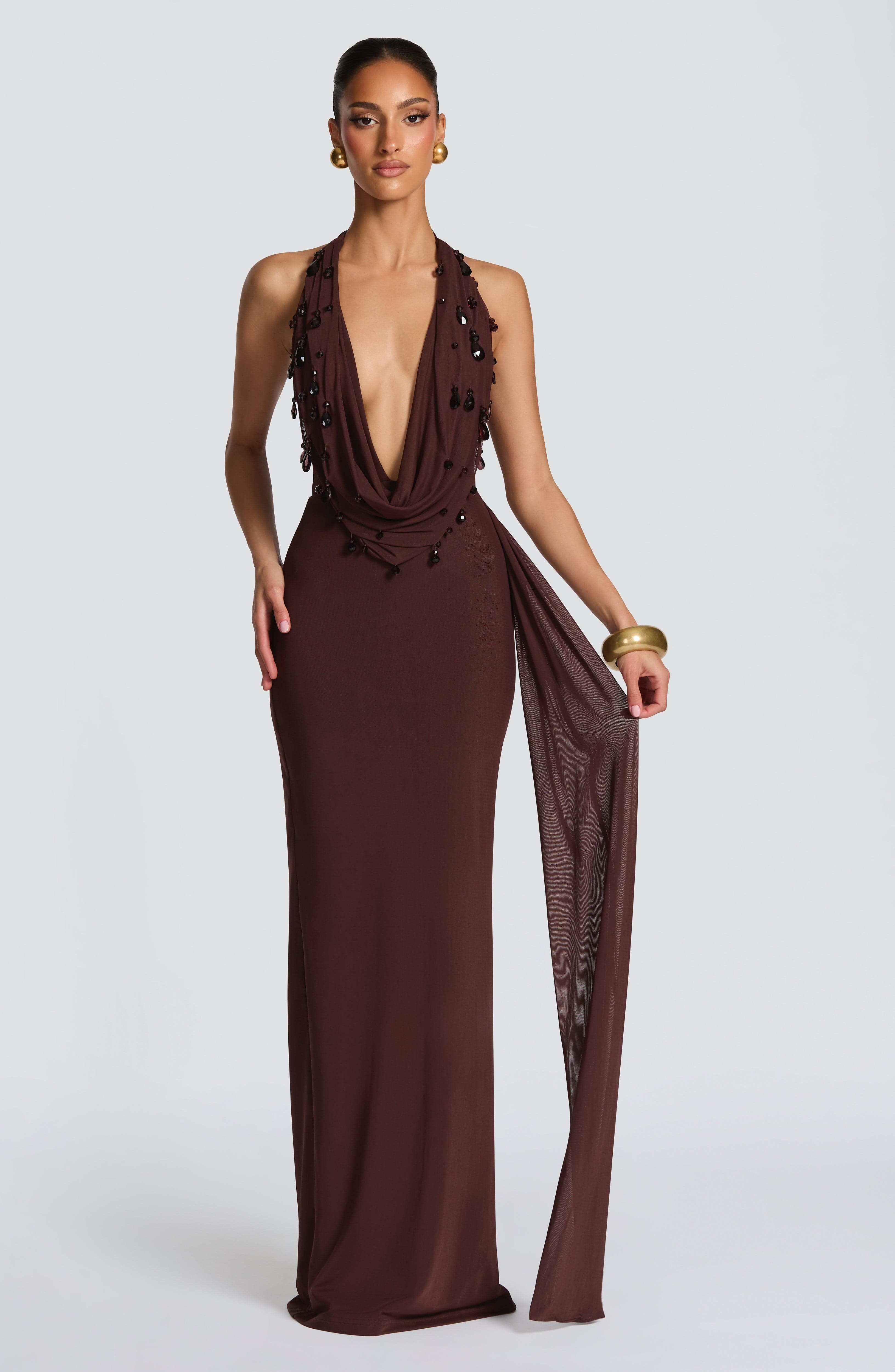 Zora Maxi Dress - Plum Brown