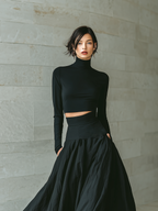 Black Turtleneck Crop Top & Maxi Skirt