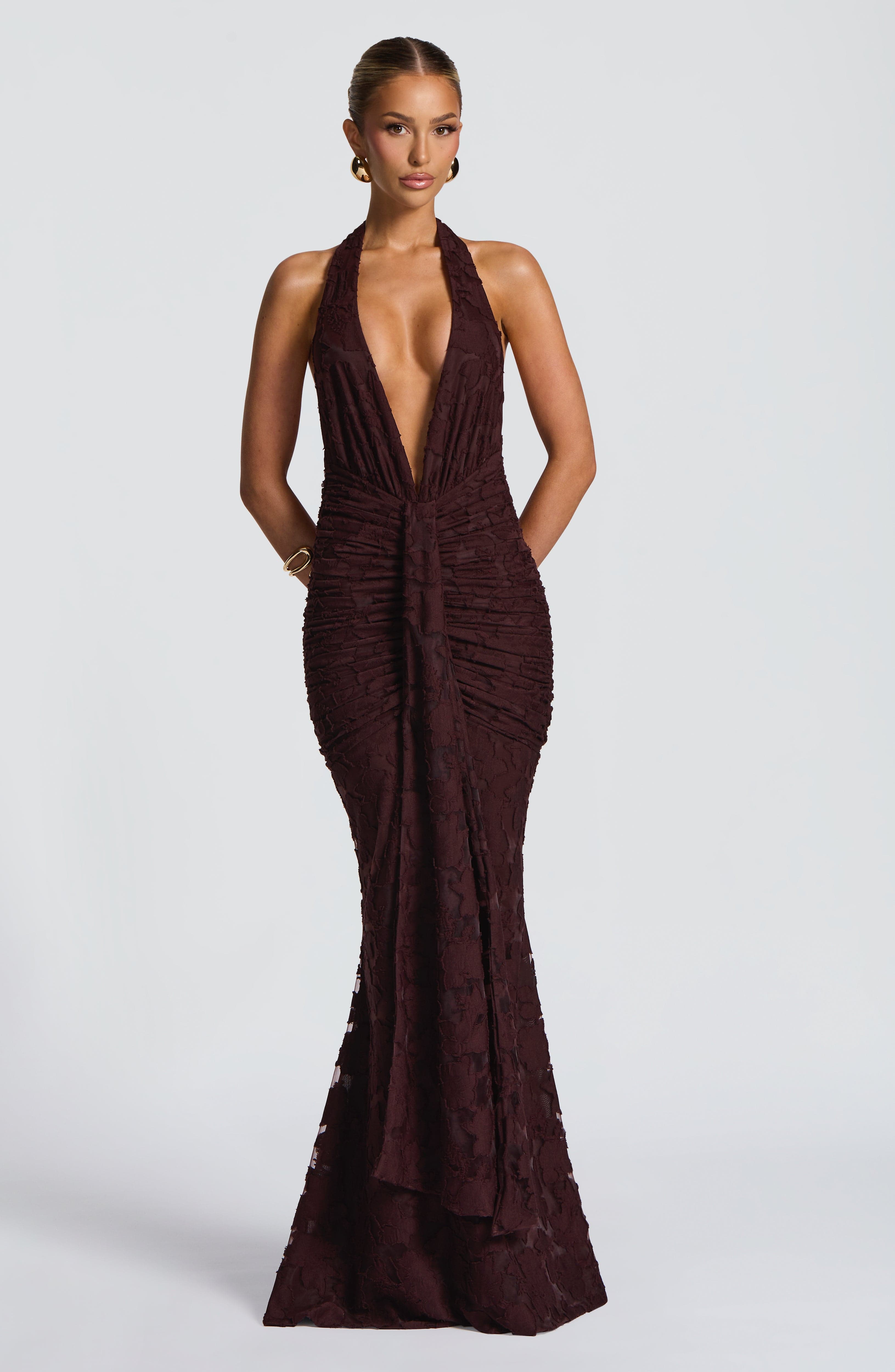 Chiara Maxi Dress - Plum Brown