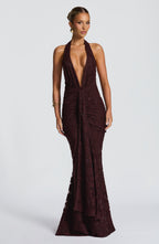 Chiara Maxi Dress - Plum Brown