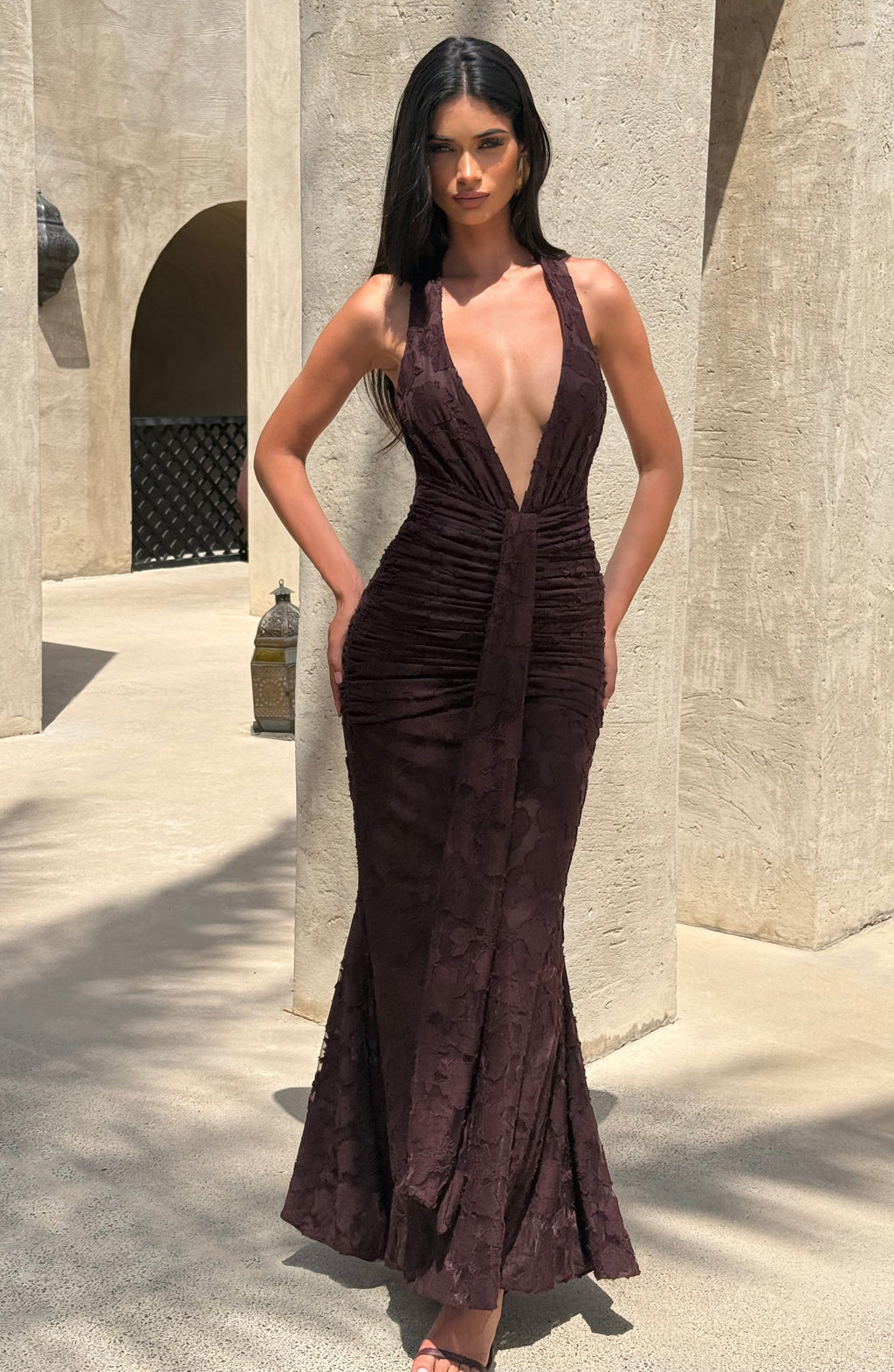 Chiara Maxi Dress - Plum Brown