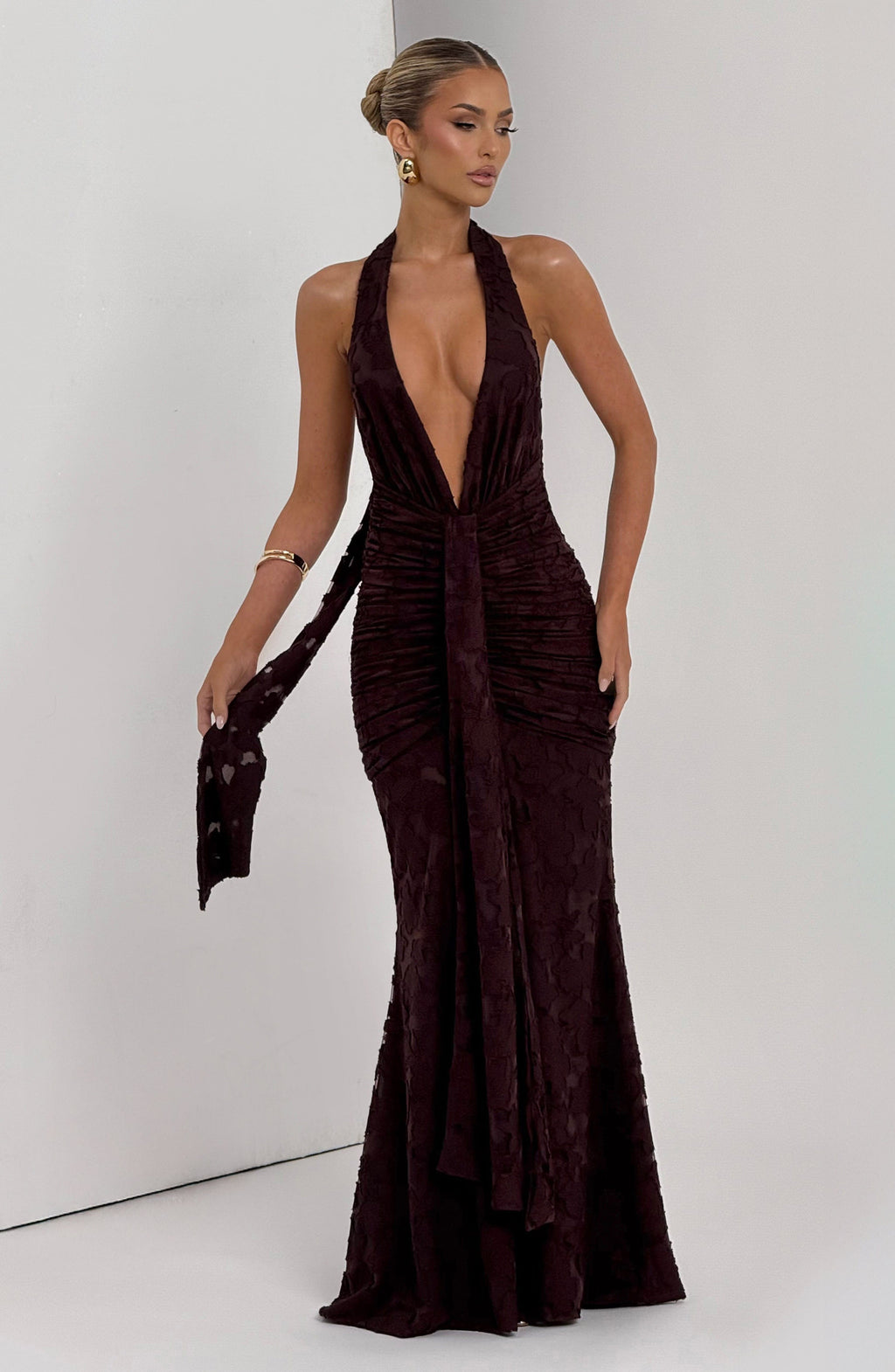 Chiara Maxi Dress - Plum Brown