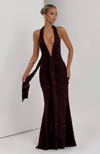 Chiara Maxi Dress - Plum Brown