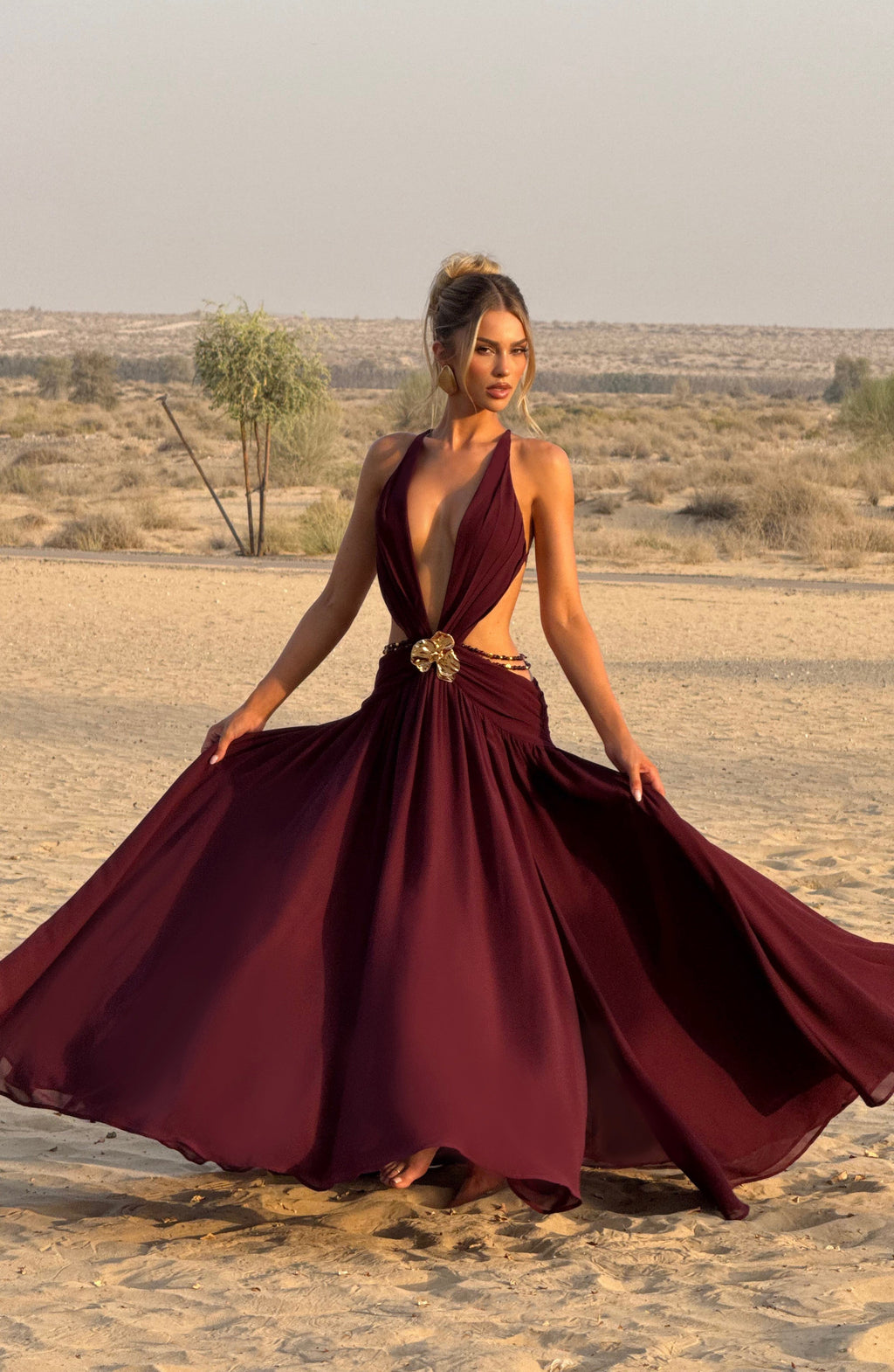 Hailey Maxi Dress - Cherry Lacquer