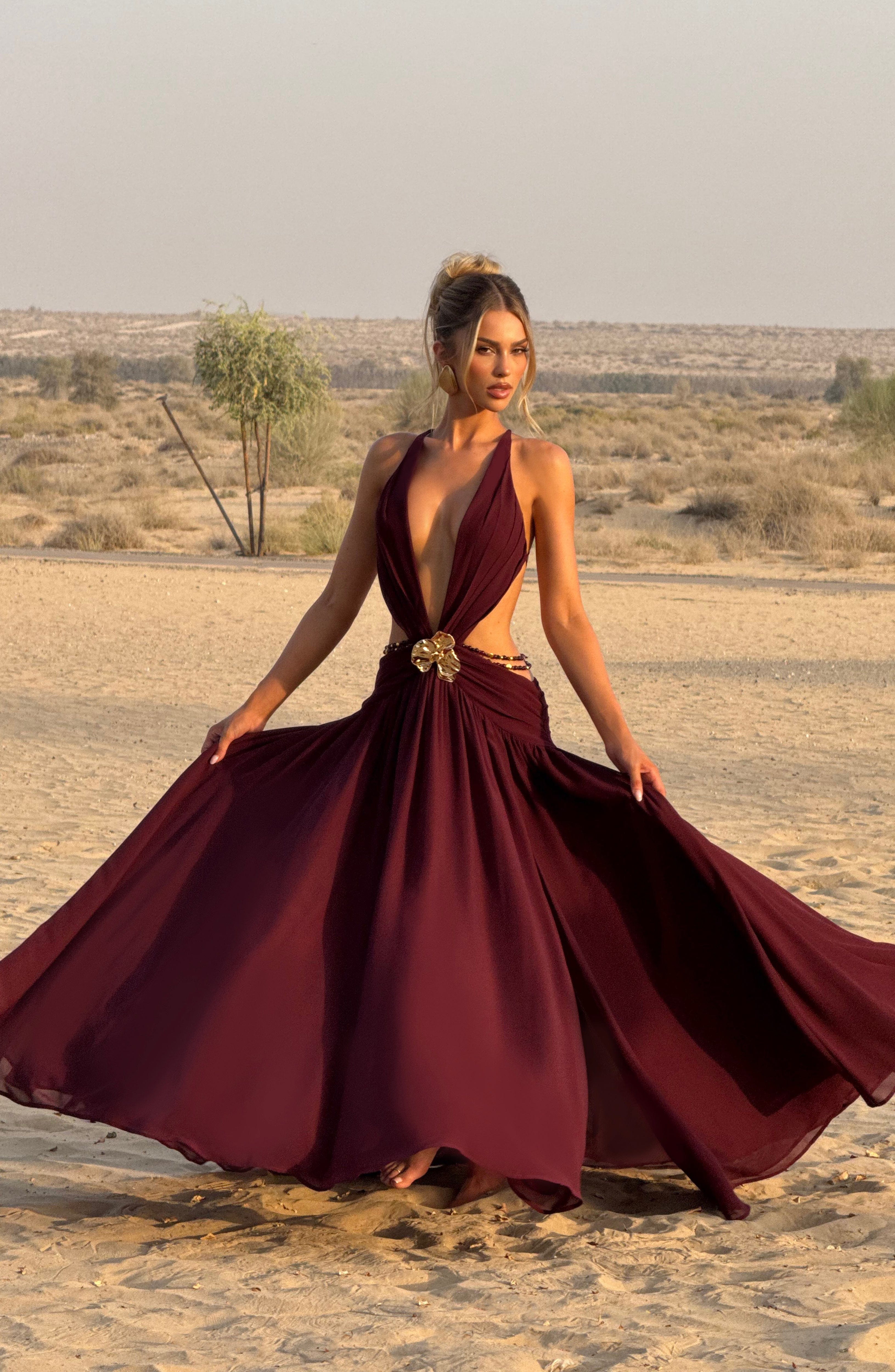 Hailey Maxi Dress - Cherry Lacquer