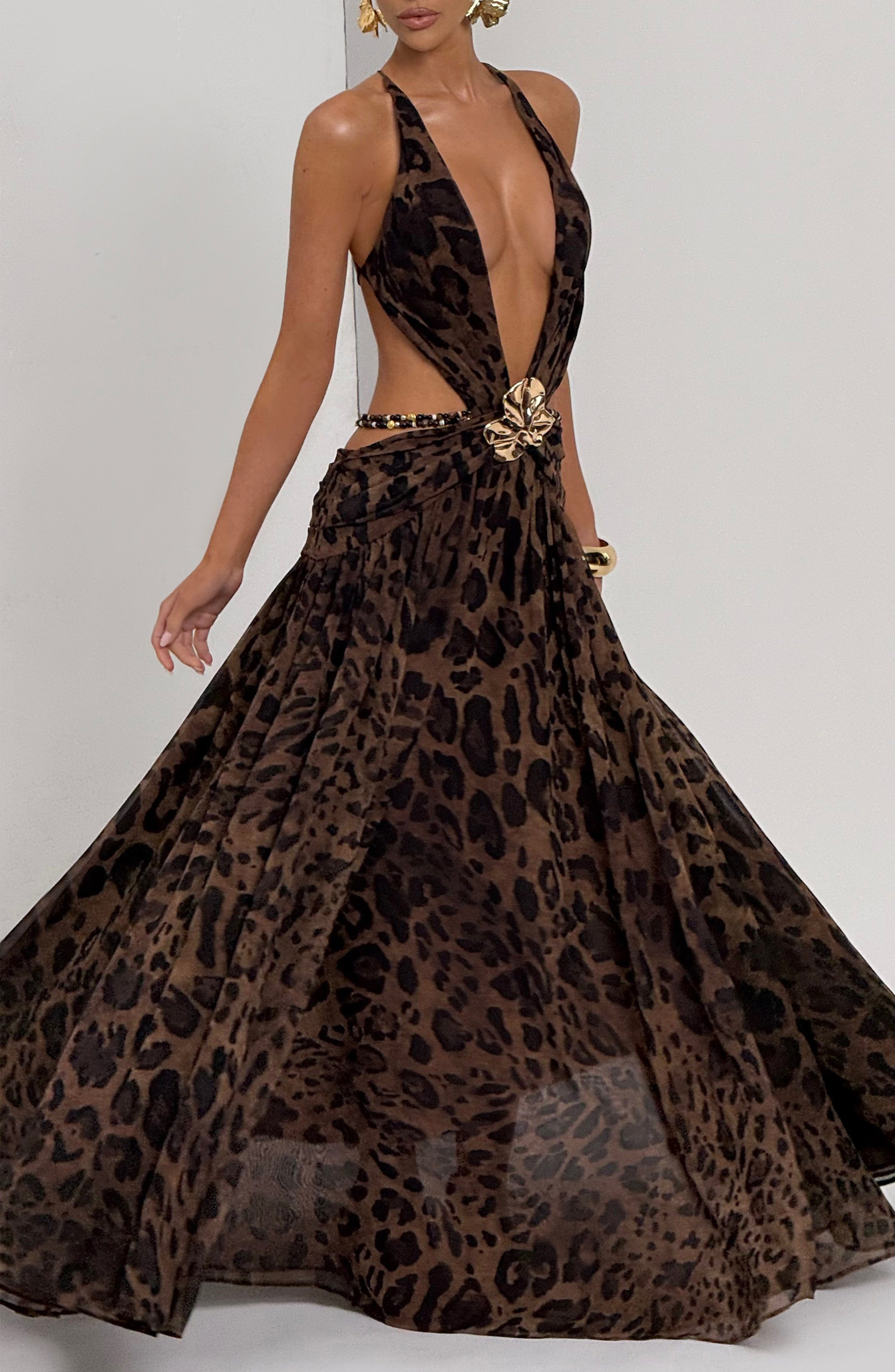 Hailey Maxi Dress - Leopard Print
