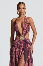 Hailey Maxi Dress - Magenta Orchid Print