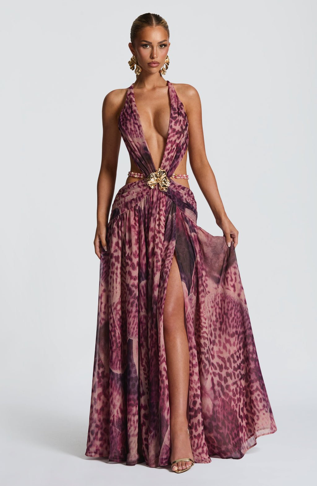 Hailey Maxi Dress - Magenta Orchid Print