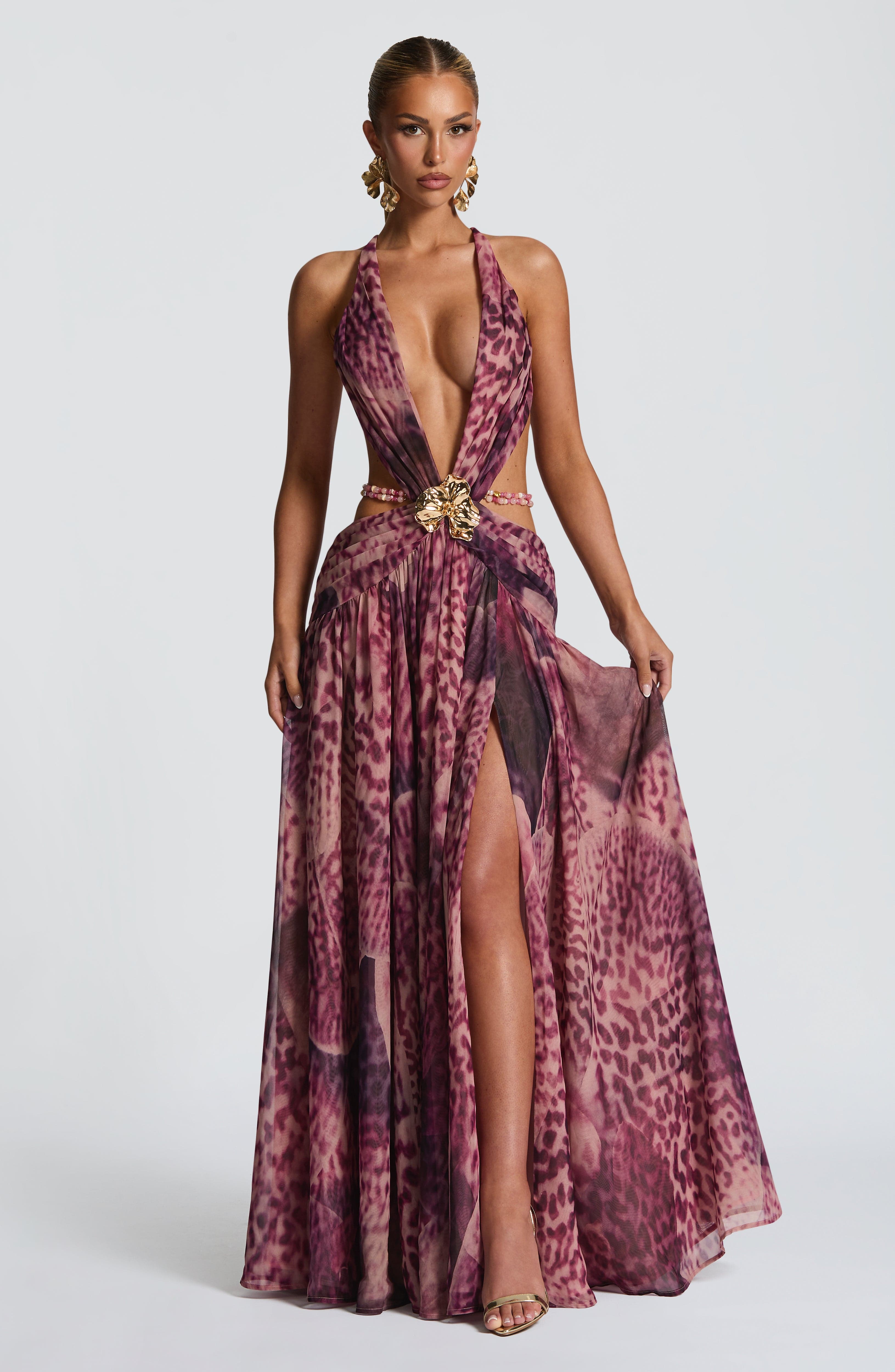 Hailey Maxi Dress - Magenta Orchid Print